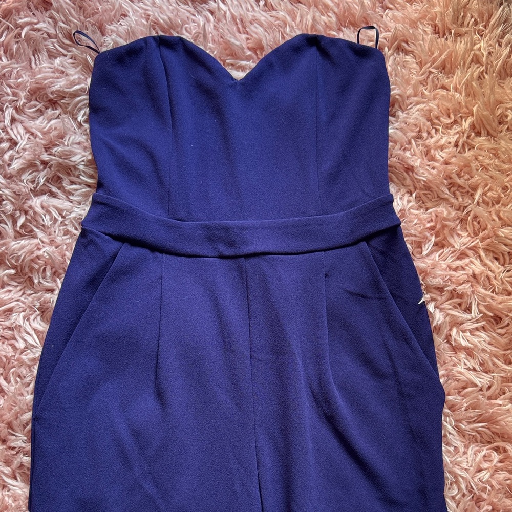 Dark blue strapless jumpsuit